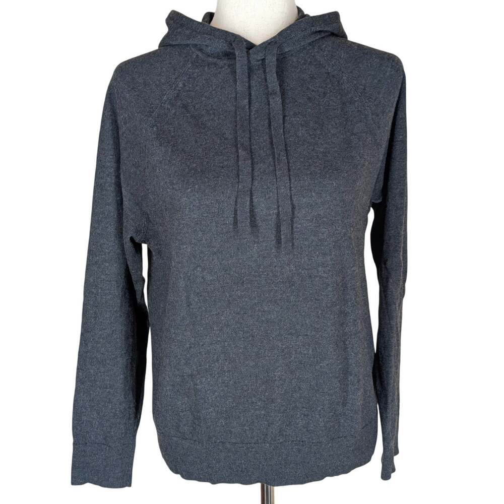 Banana Republic Womens 100% Merino Wool Hoodie Dark Charcoal Gray Size Large